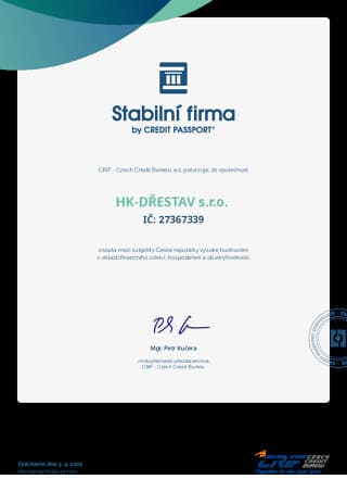 Stabilní firma HK - Dřestav s.r.o. 2025